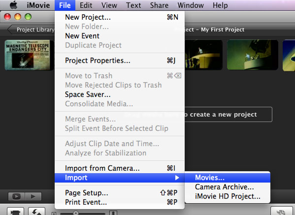 Import M2TS/M2T/MTS to iMovie