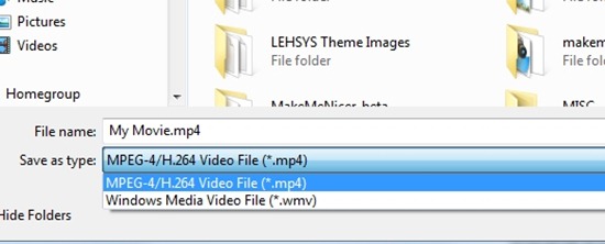 Export WLMP to MP4 or WMV