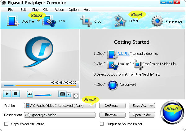 Step-by-Step instruction on How to Convert RealPlayer to AVI