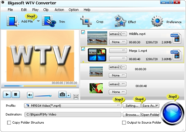 Convert WTV to AVI, MP4, MKV, WMV, MPG and MOV on Windows 8 or Mac