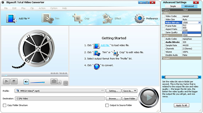 Change Bitrate of MP3/WAV/FLAC/ MP4/AVI/MKV/VOB ect. with Ease