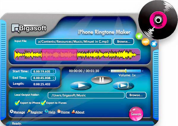 Screenshot of Bigasoft iPhone Ringtone Maker