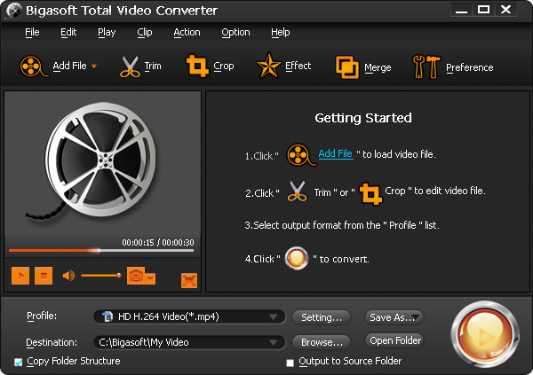 Bigasoft Total Video Converter: Convert MP4 to PowerPoint Supported Video Format