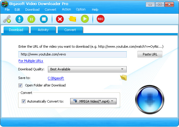 Screenshot of Bigasoft Video Downloader Pro